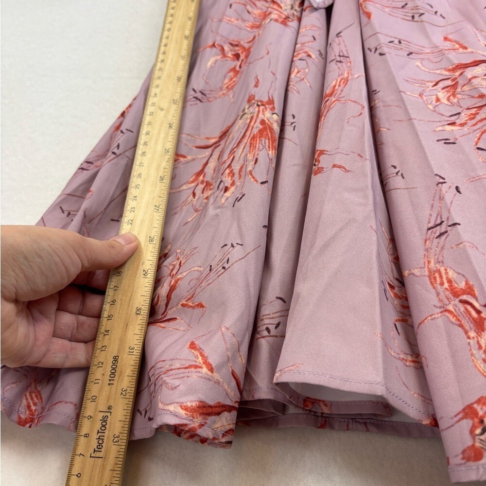 NEW Pink‎ Floral Easter Dress Bow Mini Short Sleeve V Neck Wedding Blush Small - Picture 12 of 14